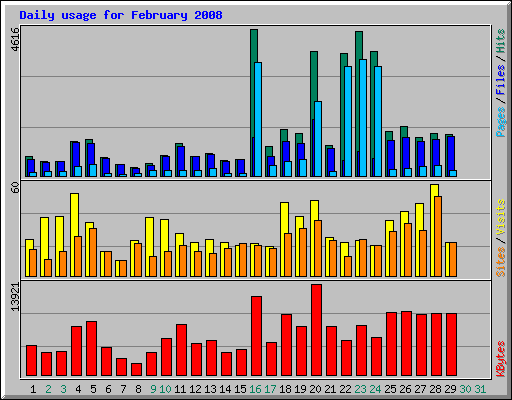 Daily usage for February 2008