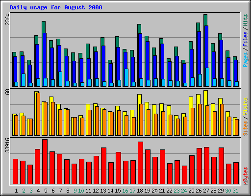 Daily usage for August 2008