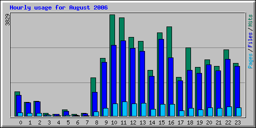Hourly usage for August 2006