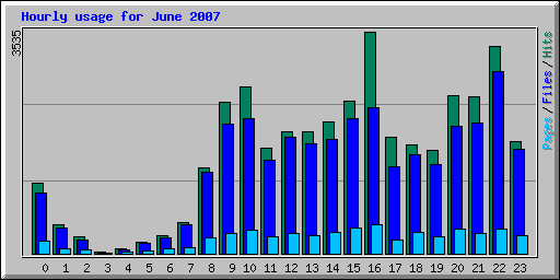 Hourly usage for June 2007
