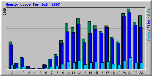 Hourly usage for July 2007