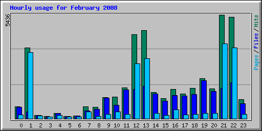 Hourly usage for February 2008
