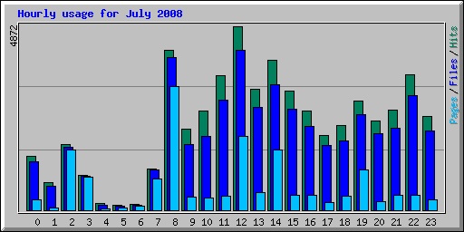 Hourly usage for July 2008