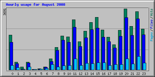 Hourly usage for August 2008
